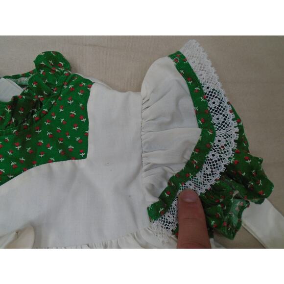 Vintage 80s Nana’s Pet JC Penney Green Heart Dress With Pinafore Apron Size 2T - Picture 5 of 12